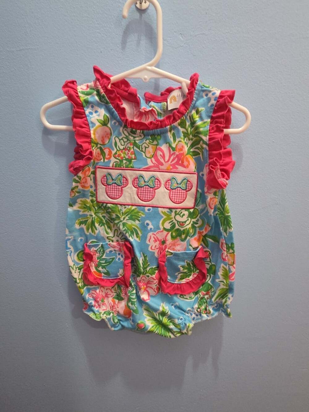Abby & Evie Romper Size 9M Mickey Mouse Castle